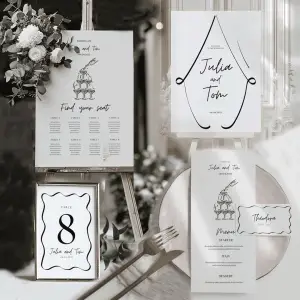 On the day wedding stationery template - Minimal Illustrative Bundle - Cover