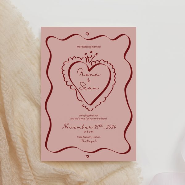 Pink & Red Illustrated Canva Template - Invitation + Menu - Image 2